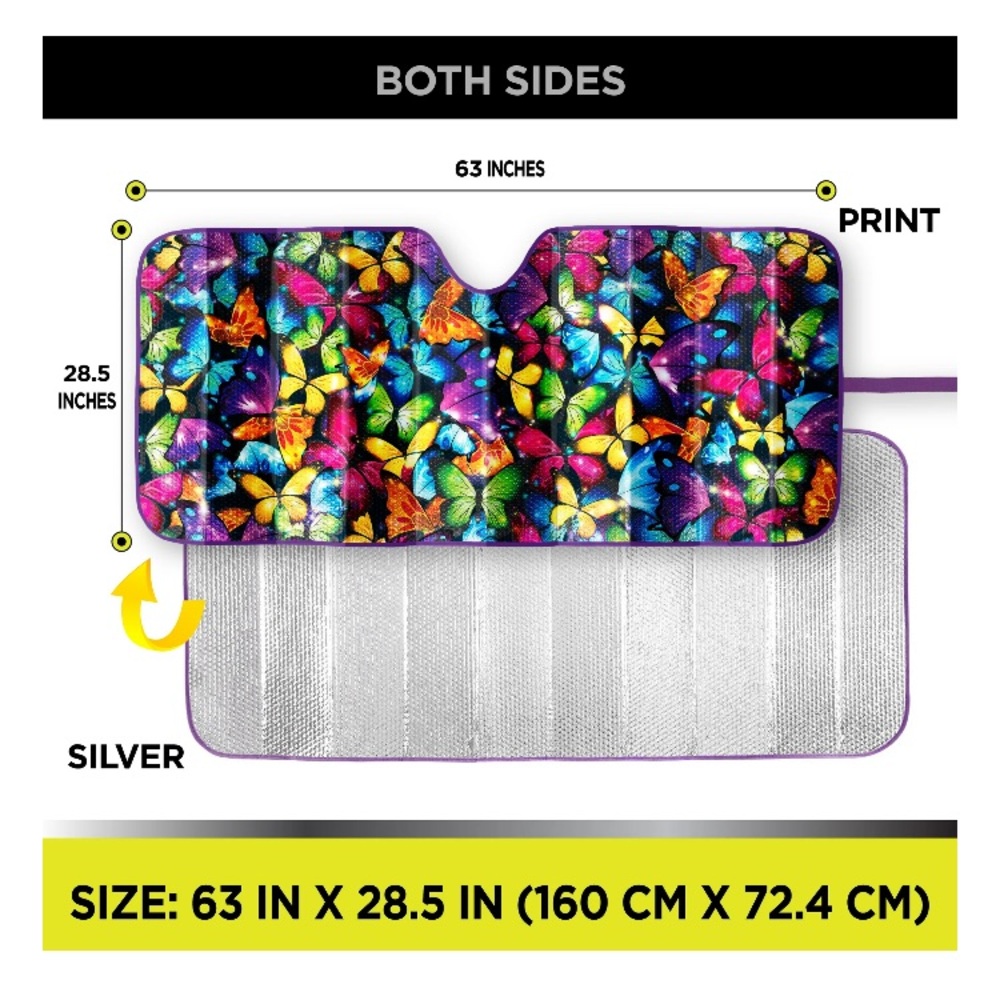 💜Auto Drive Vehicle's Windshield Fit Butterfly Accordion Sun Shade - Picture 5 of 13